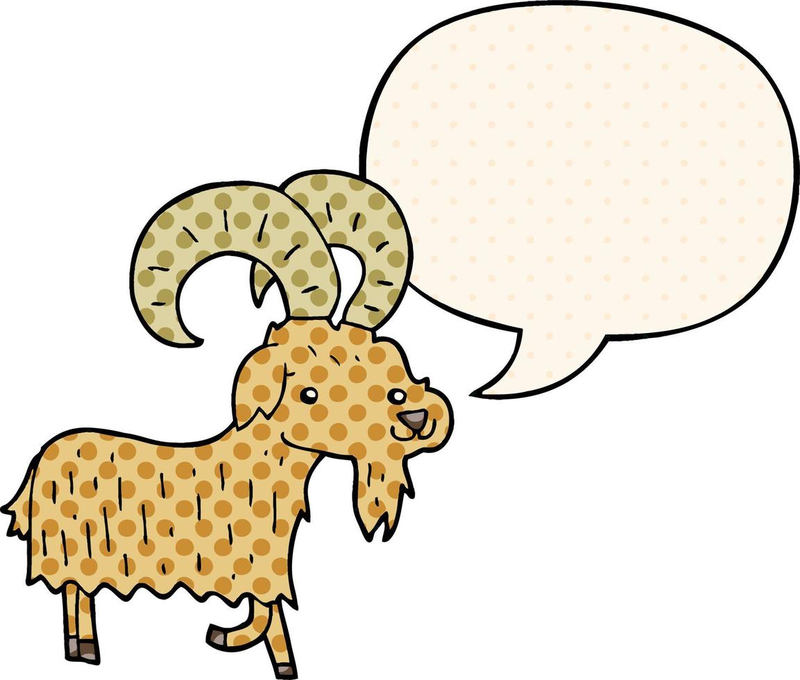 cartoon goat and speech bubble in comic book style vector