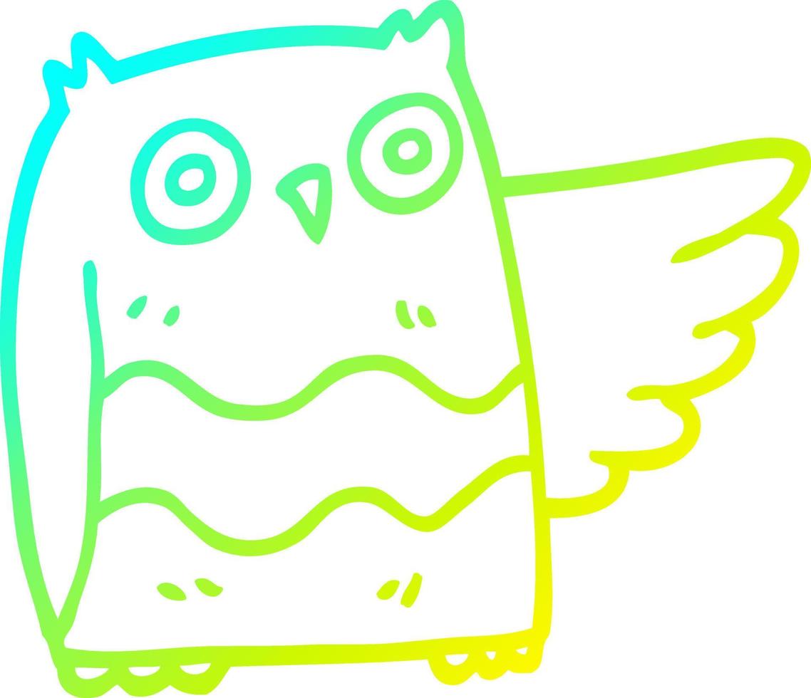 cold gradient line drawing cartoon cute owl vector