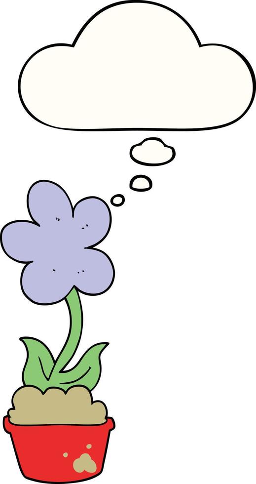 cute cartoon flower and thought bubble vector