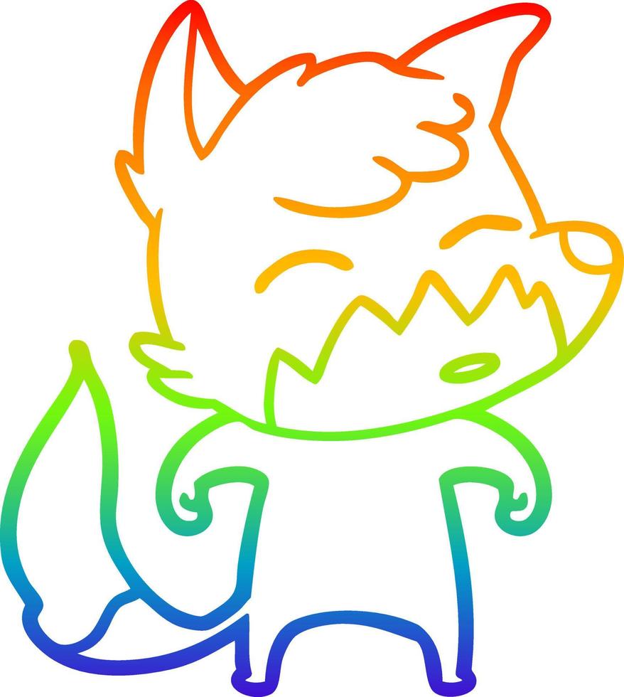 rainbow gradient line drawing cartoon fox vector