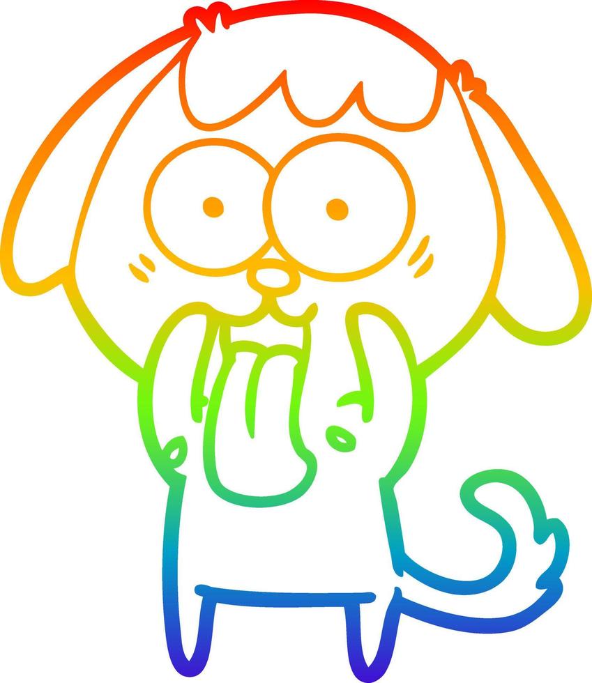 rainbow gradient line drawing cute cartoon dog vector