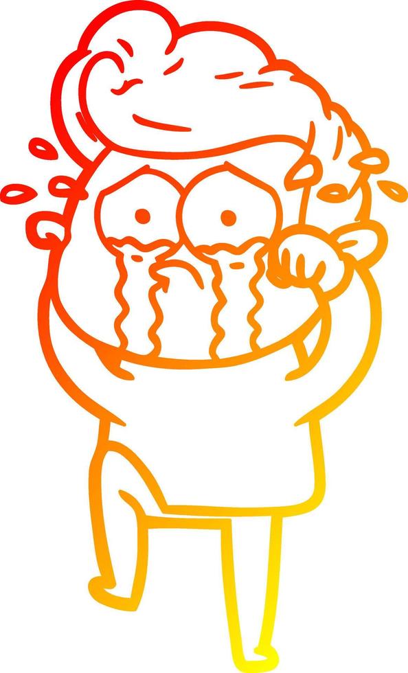 warm gradient line drawing cartoon crying man vector