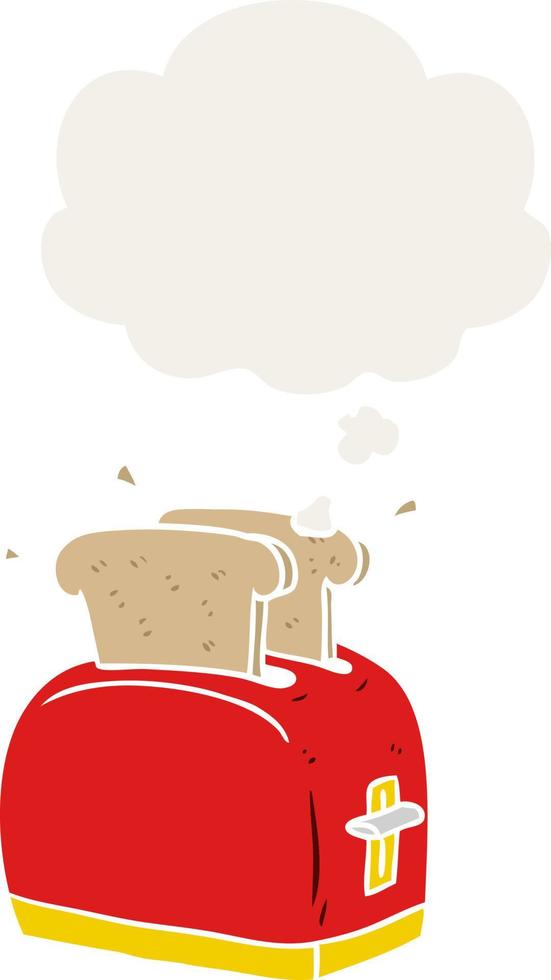 cartoon toaster and thought bubble in retro style vector