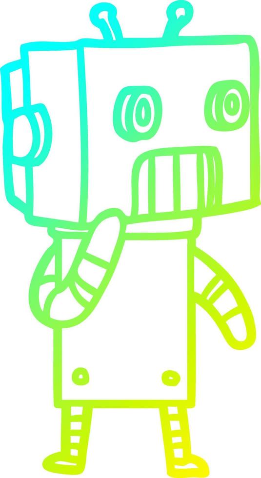 robot de dibujos animados de dibujo de línea de gradiente frío vector