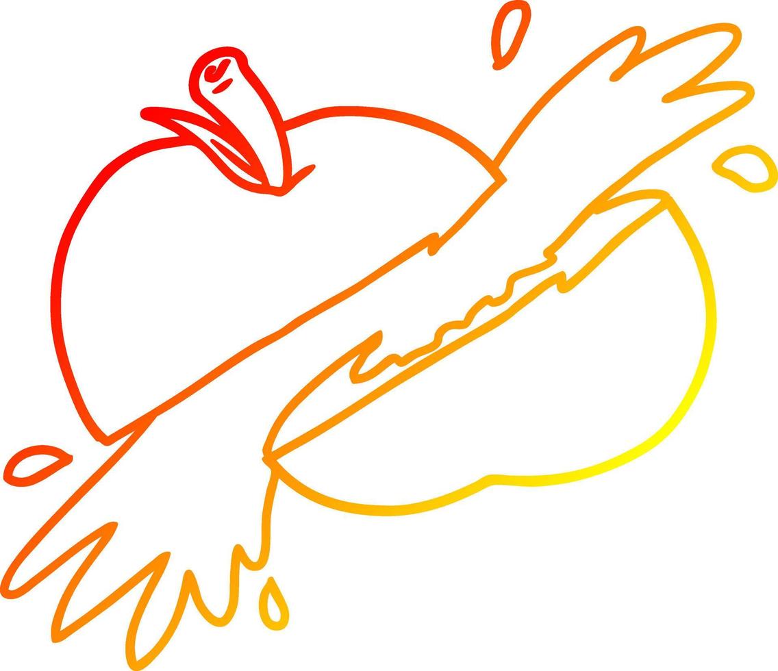 warm gradient line drawing cartoon sliced apple vector