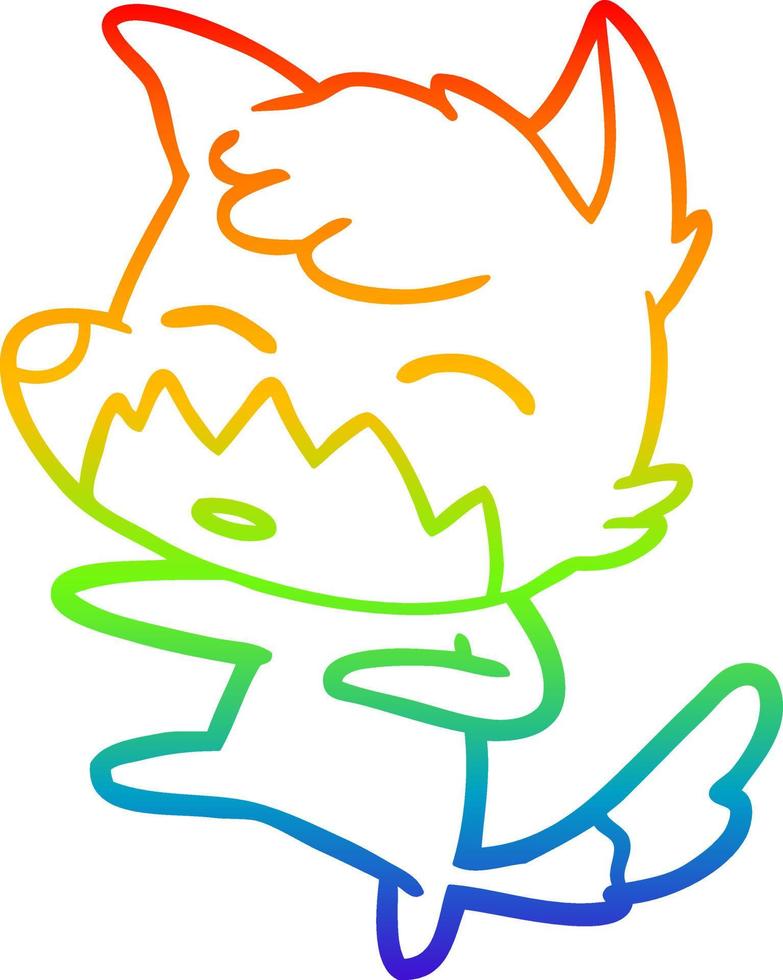 rainbow gradient line drawing cartoon fox vector