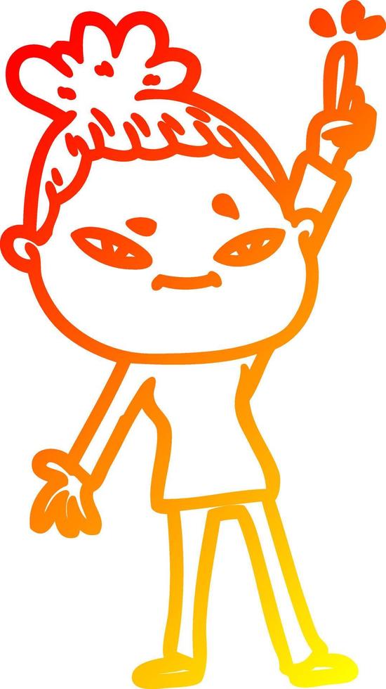 warm gradient line drawing cartoon woman vector