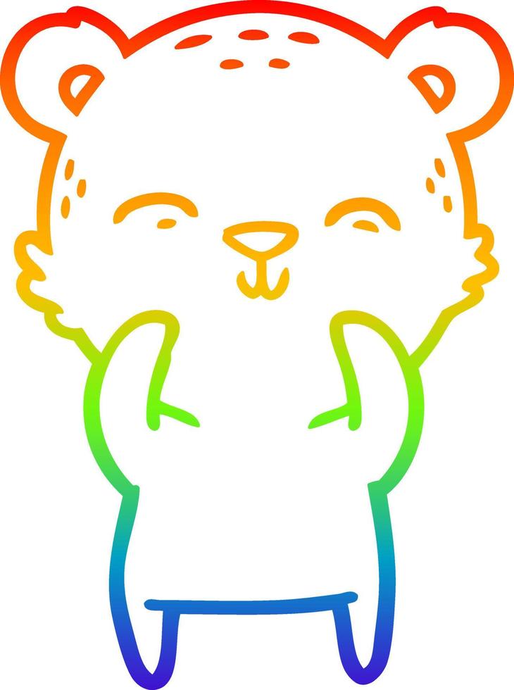 rainbow gradient line drawing happy cartoon bear vector