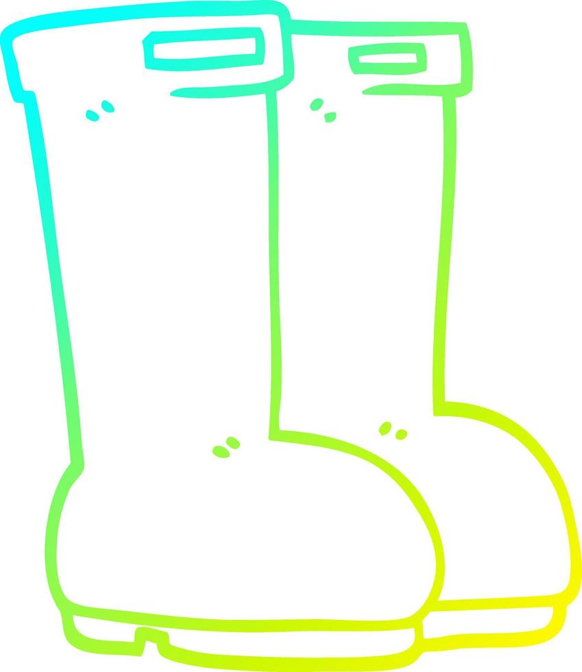 cold gradient line drawing cartoon wellingtons vector
