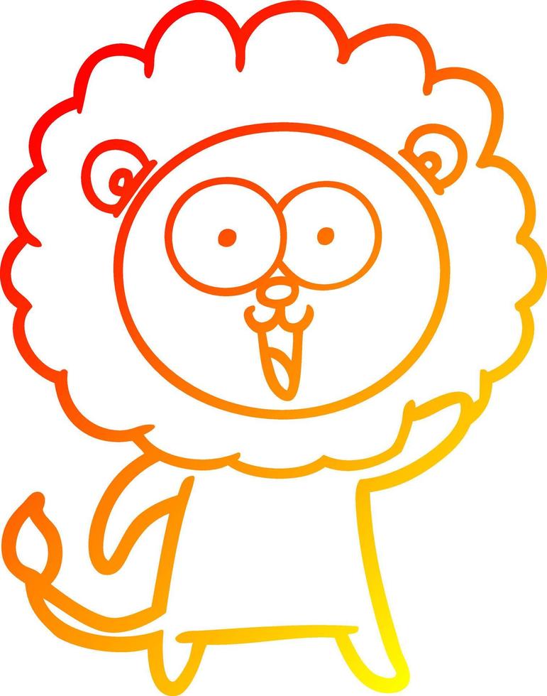 warm gradient line drawing happy cartoon lion vector