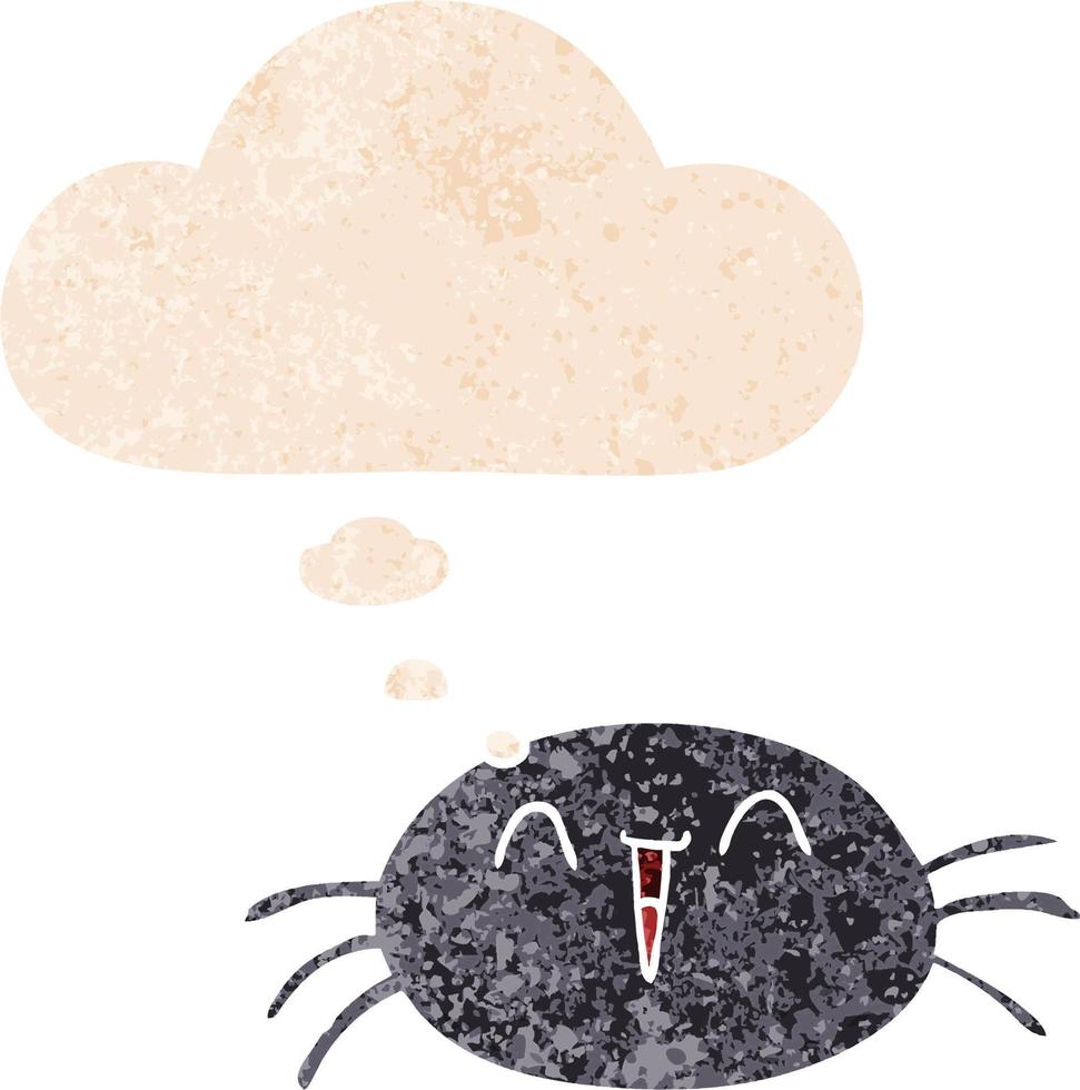 cartoon spider and thought bubble in retro textured style vector