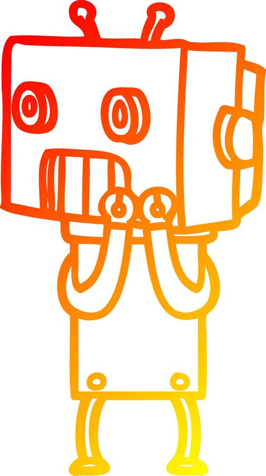 warm gradient line drawing cartoon robot vector