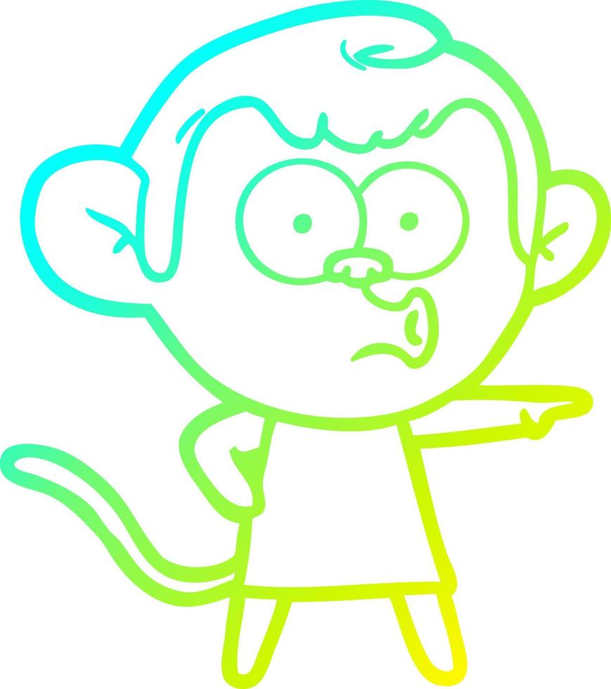 cold gradient line drawing cartoon pointing monkey vector