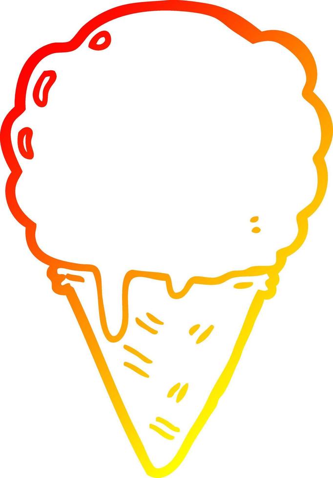 helado de dibujos animados de dibujo de línea de gradiente cálido vector