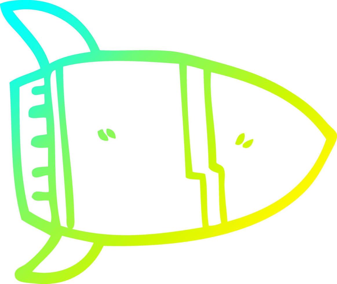 cold gradient line drawing cartoon space rocket vector
