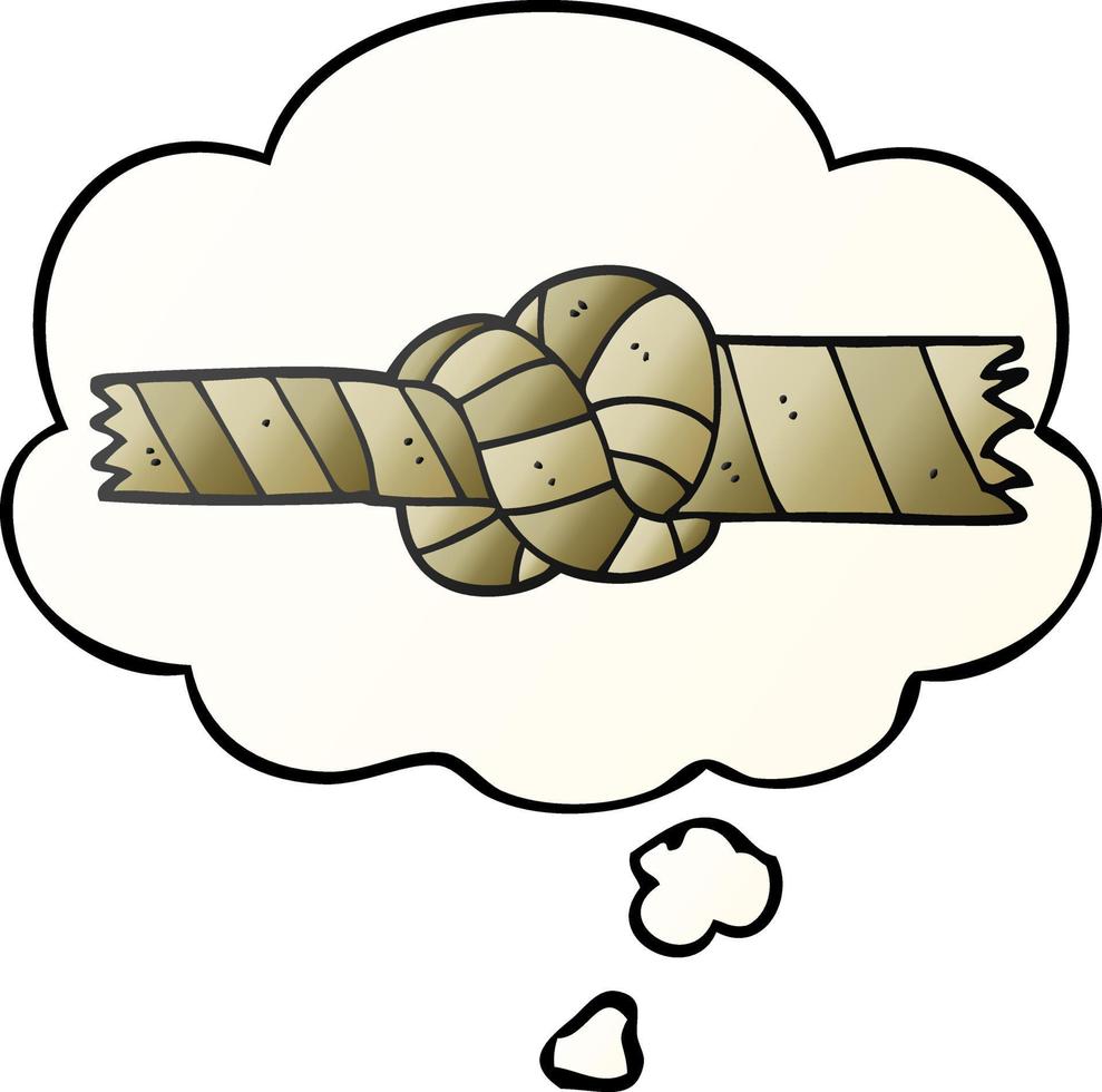 cartoon knotted rope and thought bubble in smooth gradient style vector