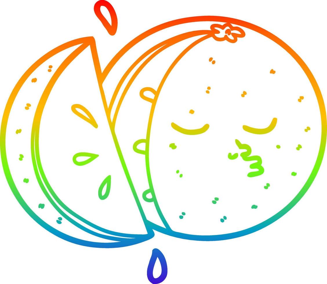rainbow gradient line drawing cartoon orange vector