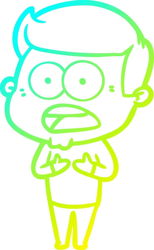 cold gradient line drawing cartoon shocked man vector