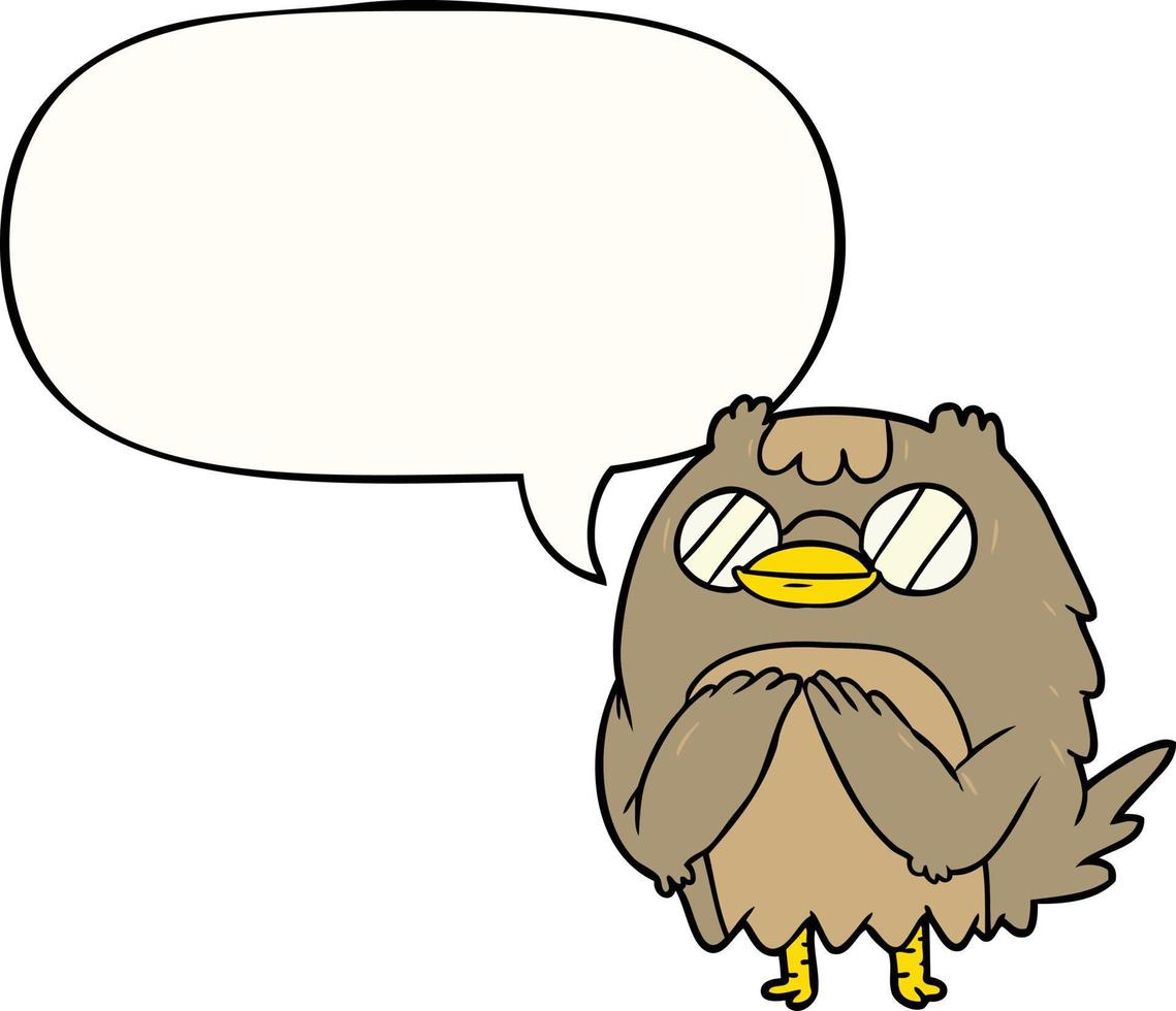 cute cartoon wise old owl and speech bubble vector