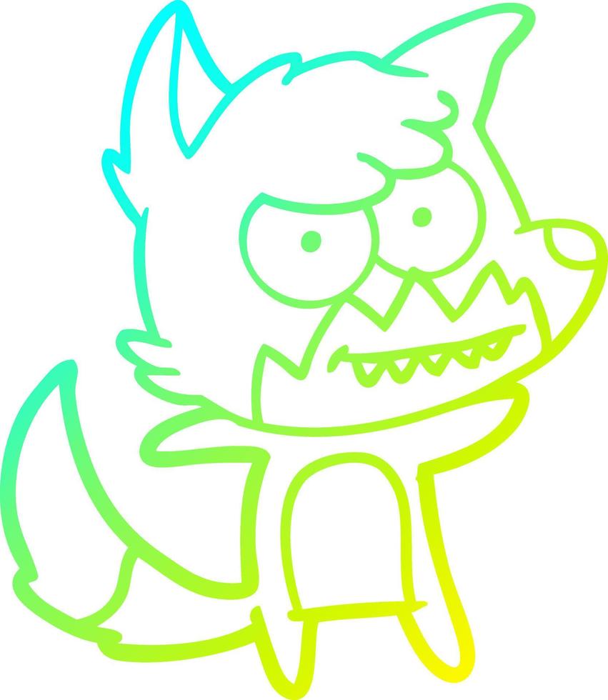 cold gradient line drawing cartoon grinning fox vector