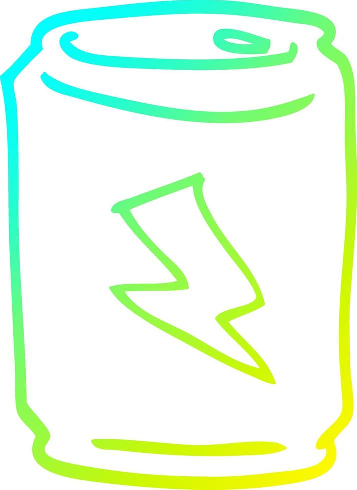 cold gradient line drawing cartoon can of energy drink vector