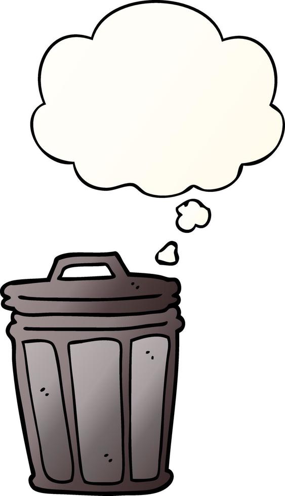 cartoon trash can and thought bubble in smooth gradient style vector