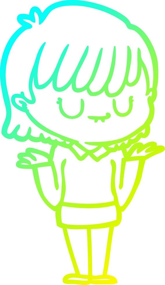 cold gradient line drawing cartoon woman vector