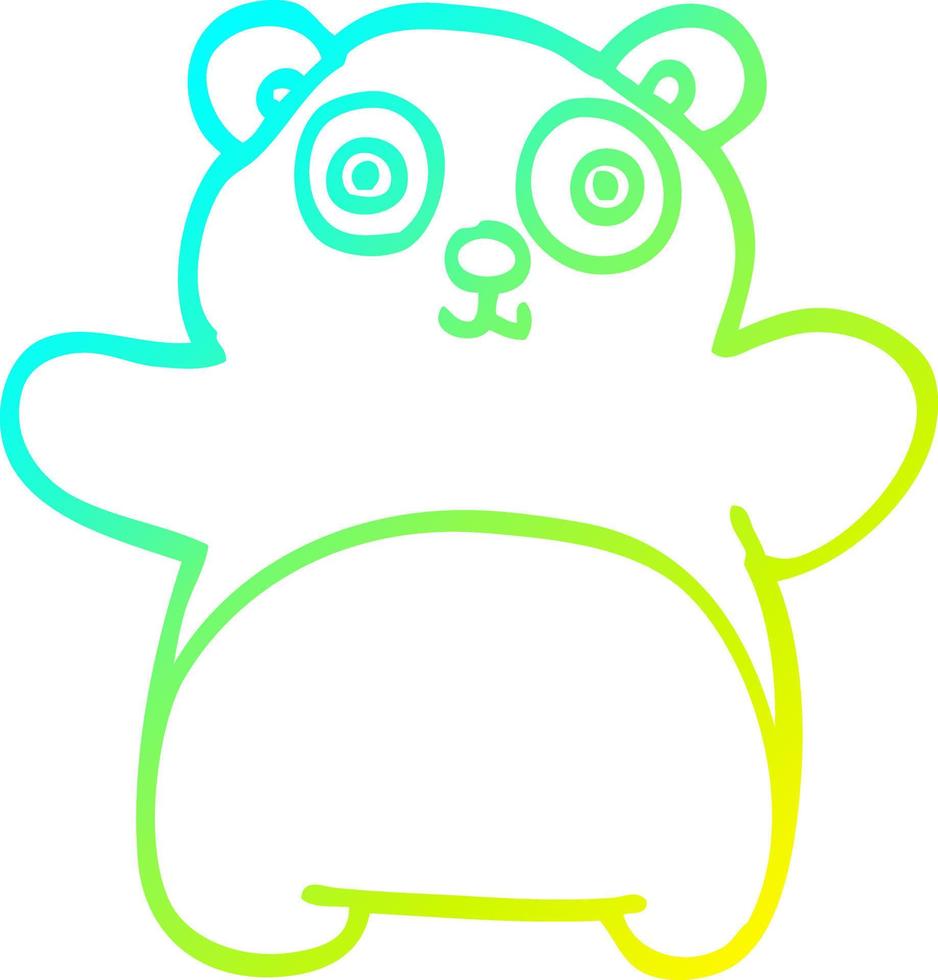 cold gradient line drawing cartoon happy panda vector