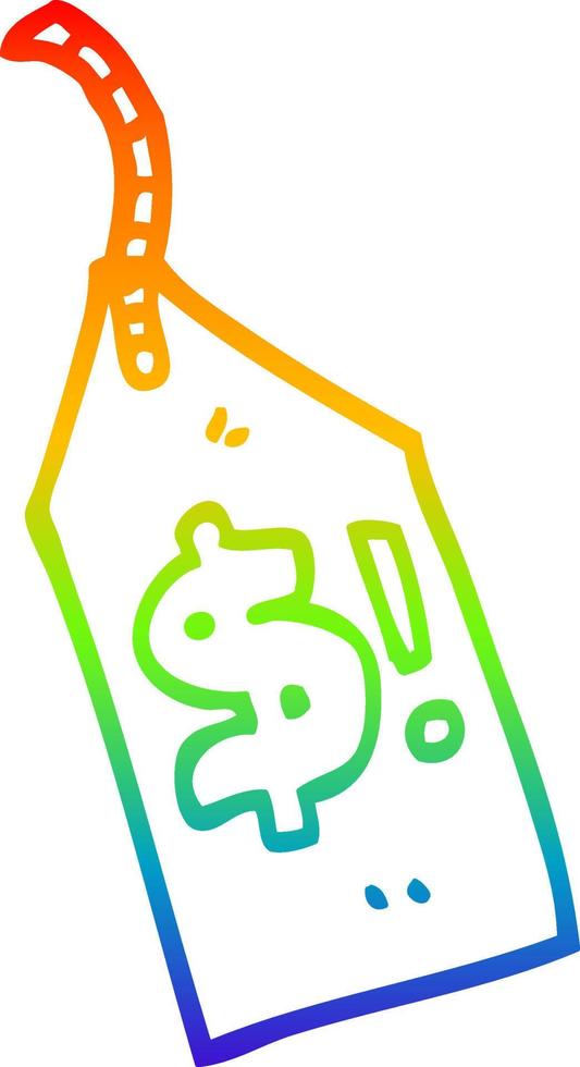 rainbow gradient line drawing cartoon price label vector