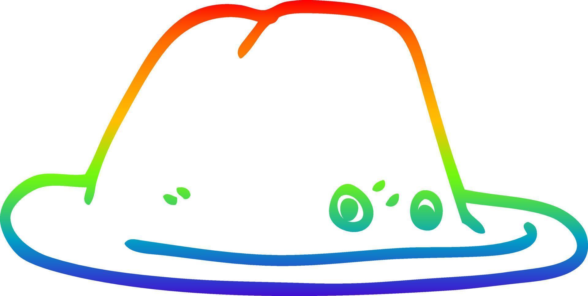 rainbow gradient line drawing cartoon hat vector