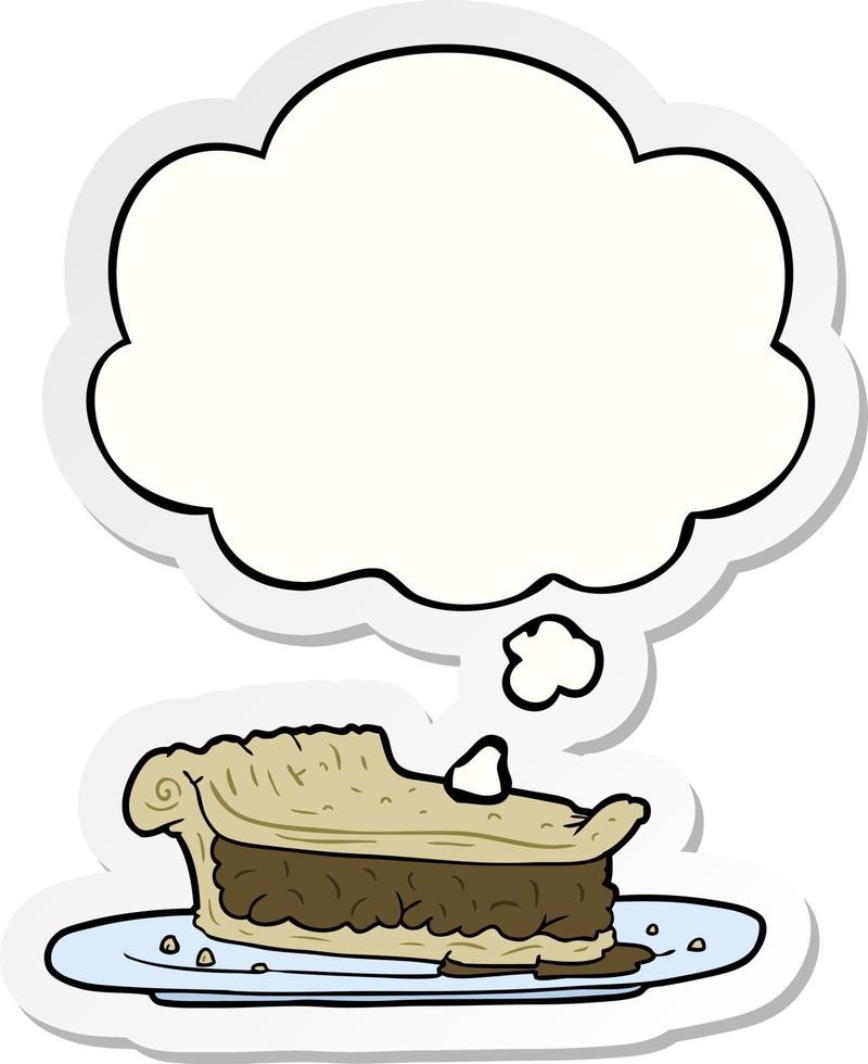 cartoon meat pie and thought bubble as a printed sticker vector