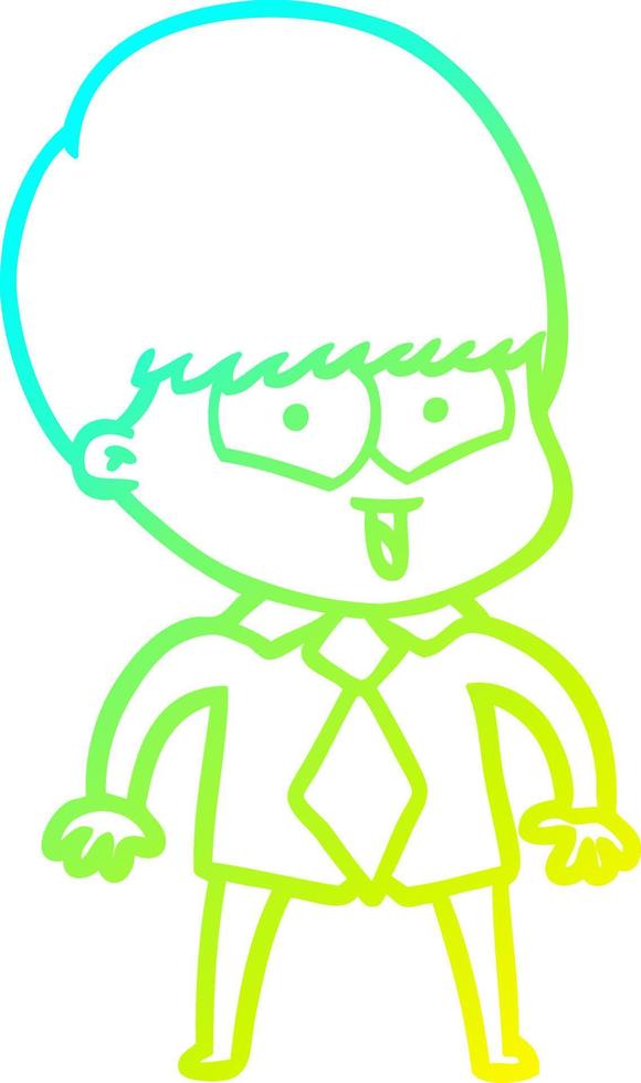 cold gradient line drawing cartoon happy boy vector