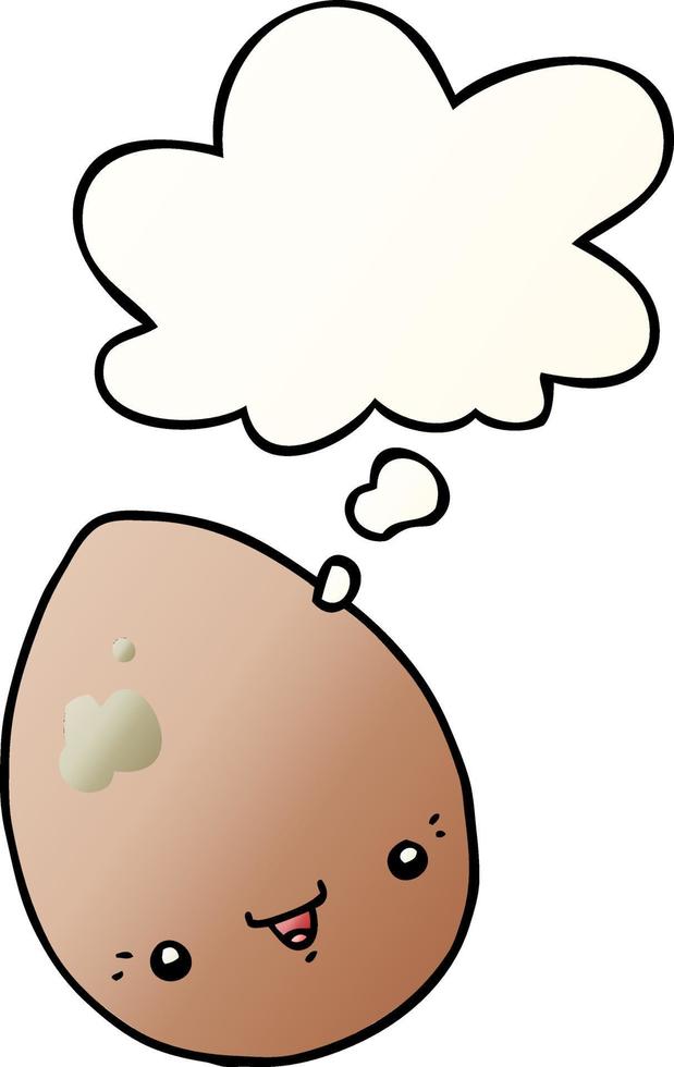 cartoon egg and thought bubble in smooth gradient style vector