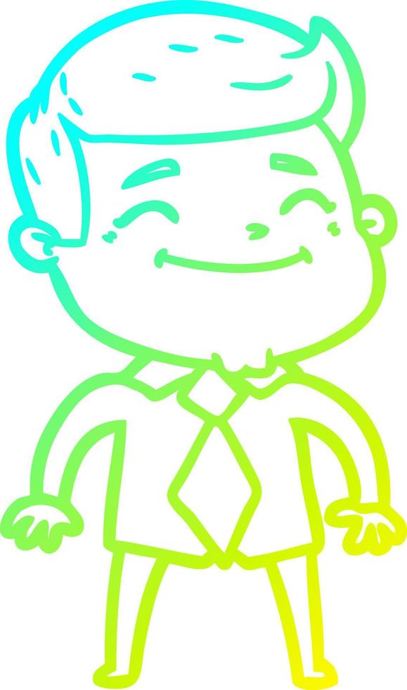 cold gradient line drawing happy cartoon businessman vector