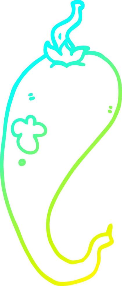 cold gradient line drawing cartoon chili pepper vector