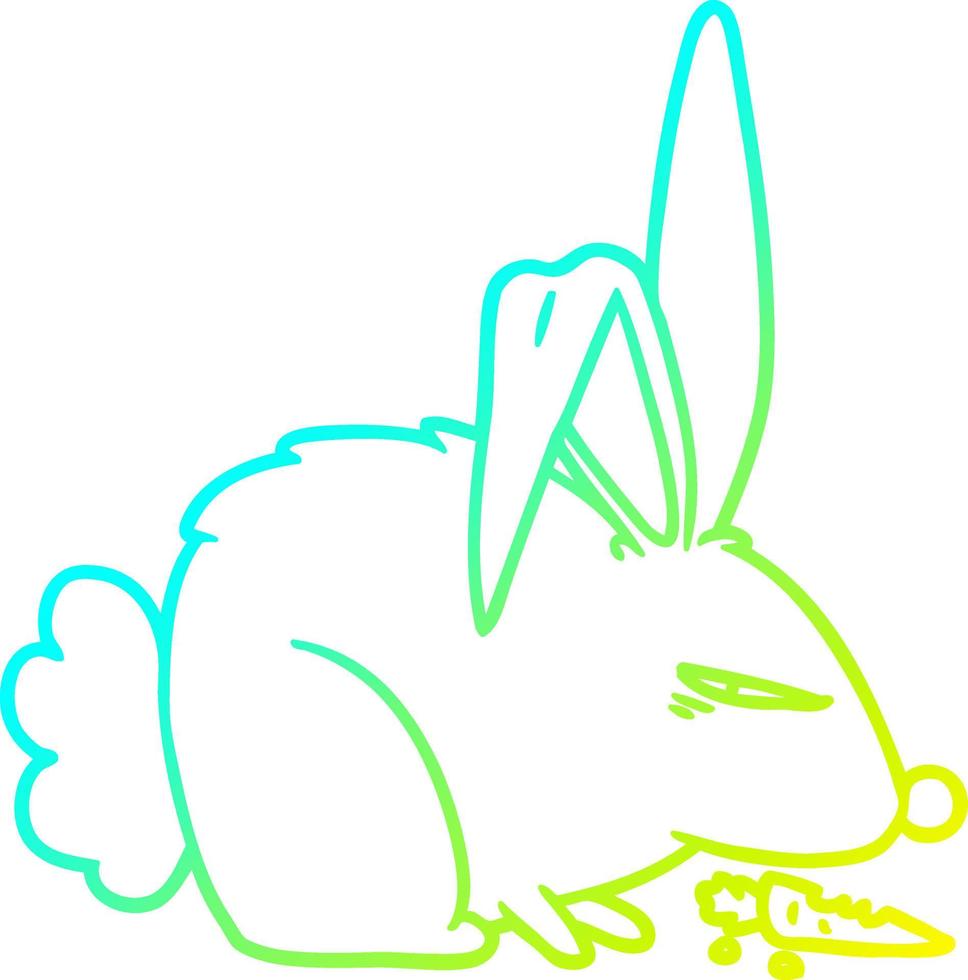cold gradient line drawing cartoon annoyed rabbit vector
