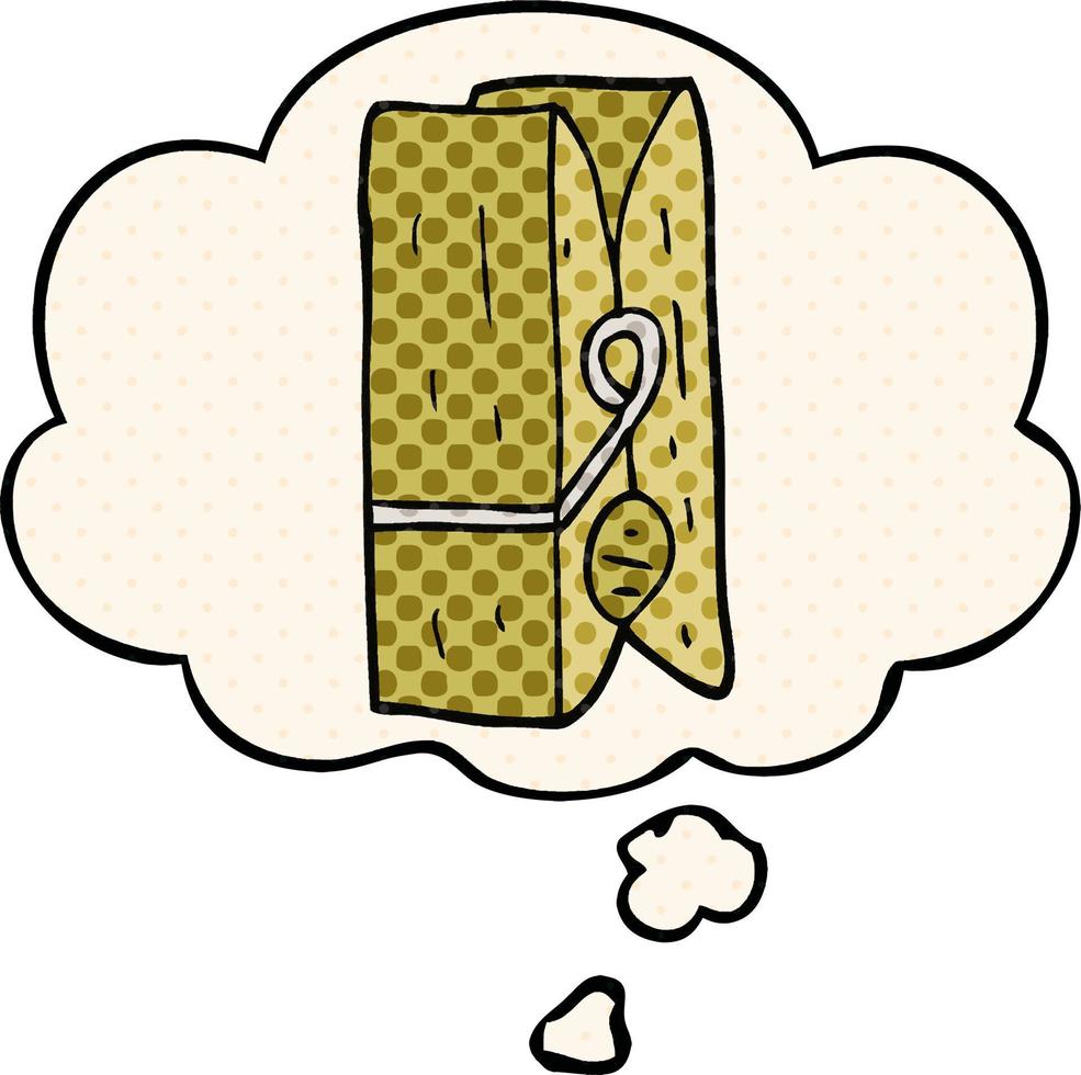 cartoon peg and thought bubble in comic book style vector