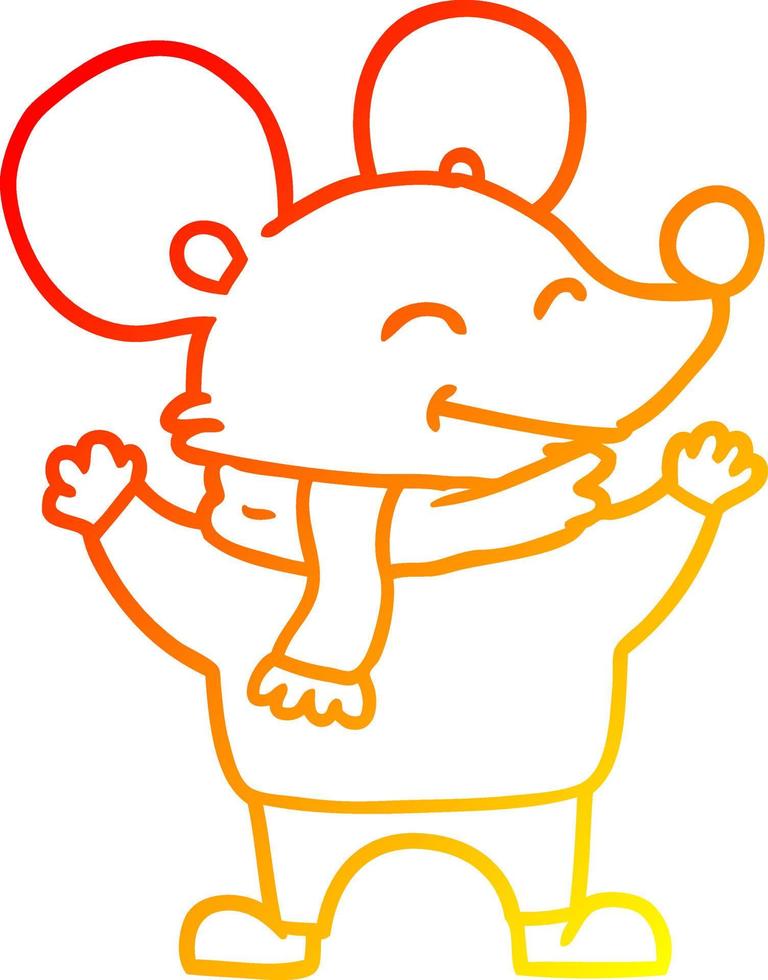 warm gradient line drawing cartoon mouse vector