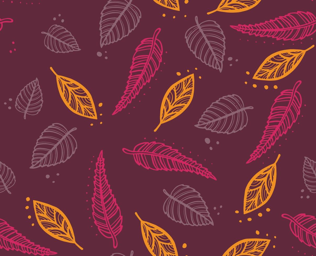 Autumn leaves pattern, seamless background and illustration vector