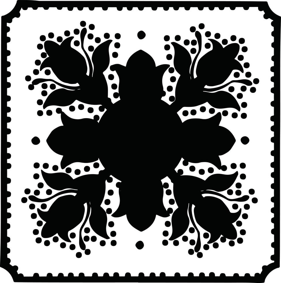 Black and white mandala for coloring page. Vector