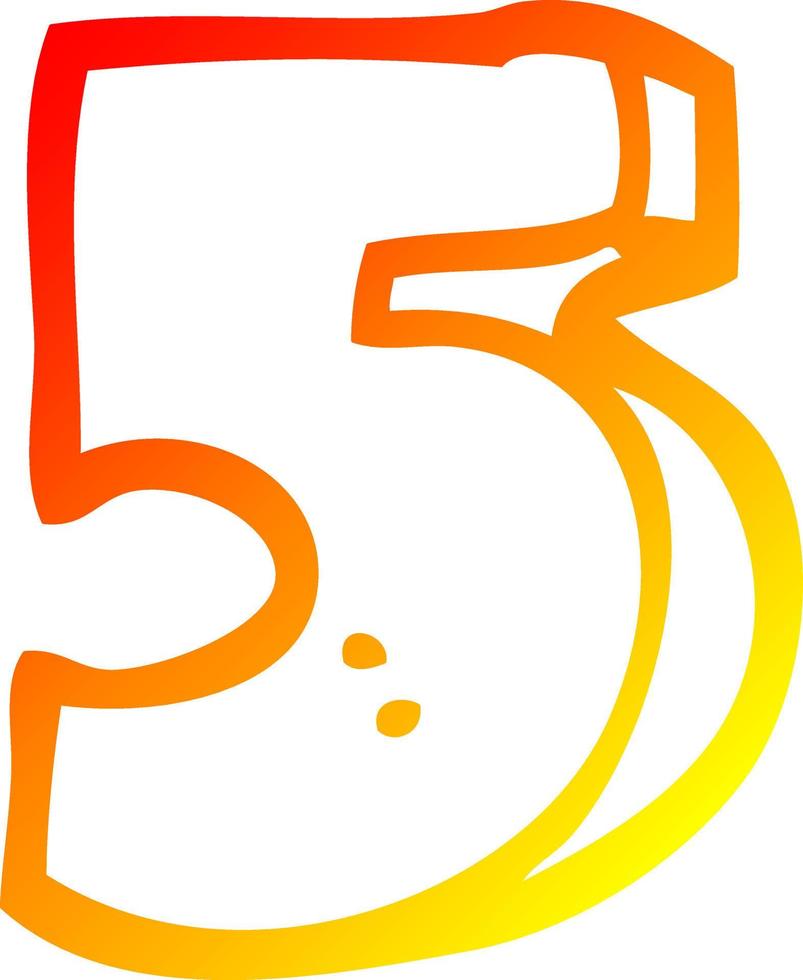 warm gradient line drawing cartoon number five vector