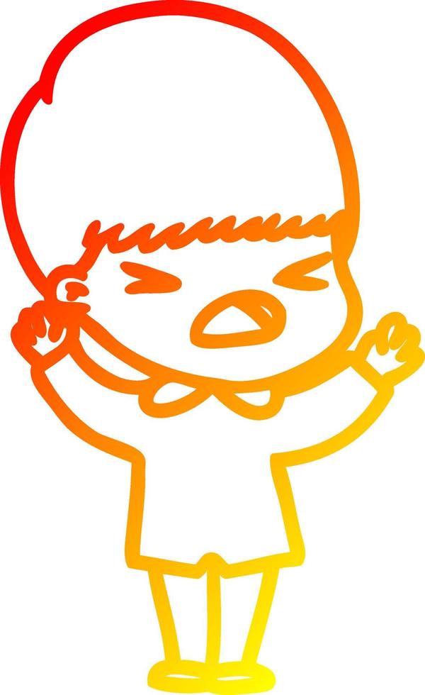 warm gradient line drawing cartoon stressed man vector