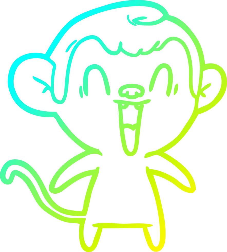 cold gradient line drawing cartoon laughing monkey vector