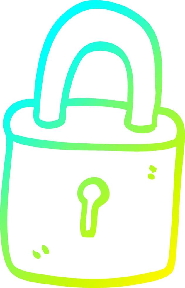 cold gradient line drawing cartoon locked padlock vector