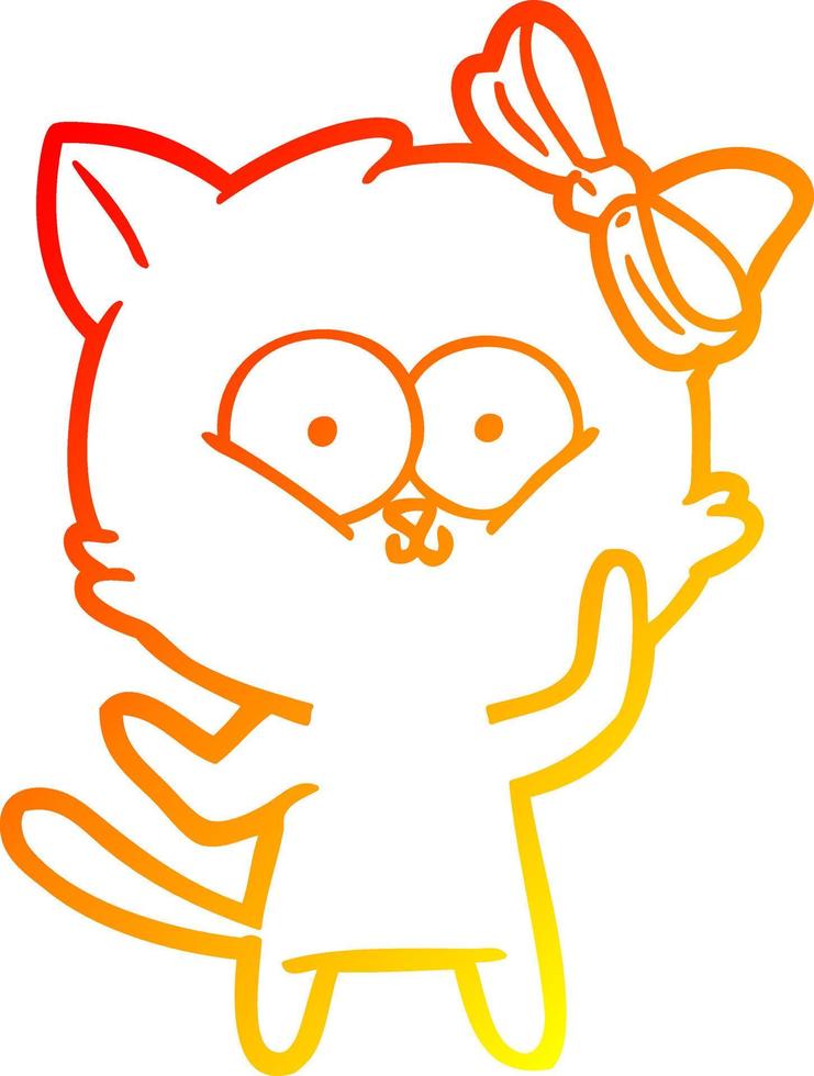 warm gradient line drawing cartoon cat vector