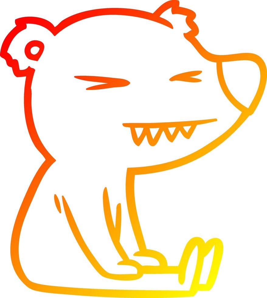 warm gradient line drawing angry polar bear cartoon vector