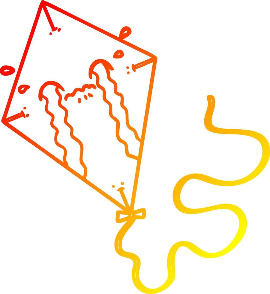 warm gradient line drawing cartoon kite crying vector