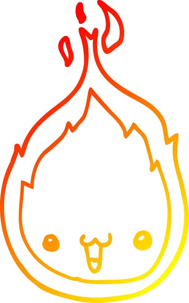 warm gradient line drawing cute cartoon flame vector