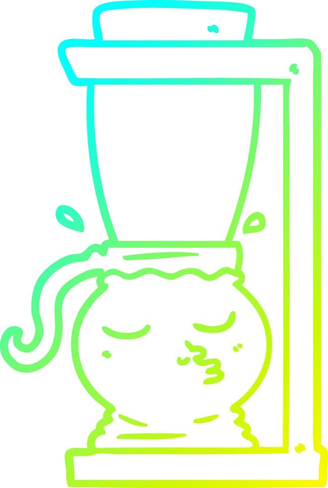 cold gradient line drawing cartoon filter coffee machine vector
