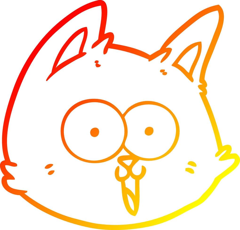 warm gradient line drawing cartoon cat face vector